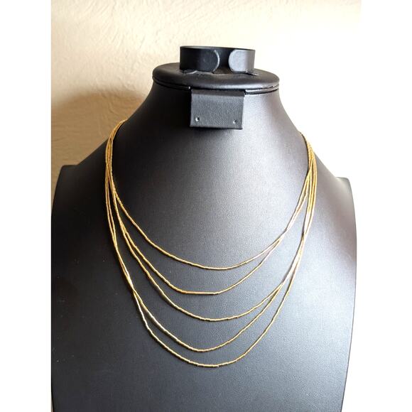 Vintage Five Strand Liquid Gold Filled Bead 18" Necklace - Picture 1 of 7